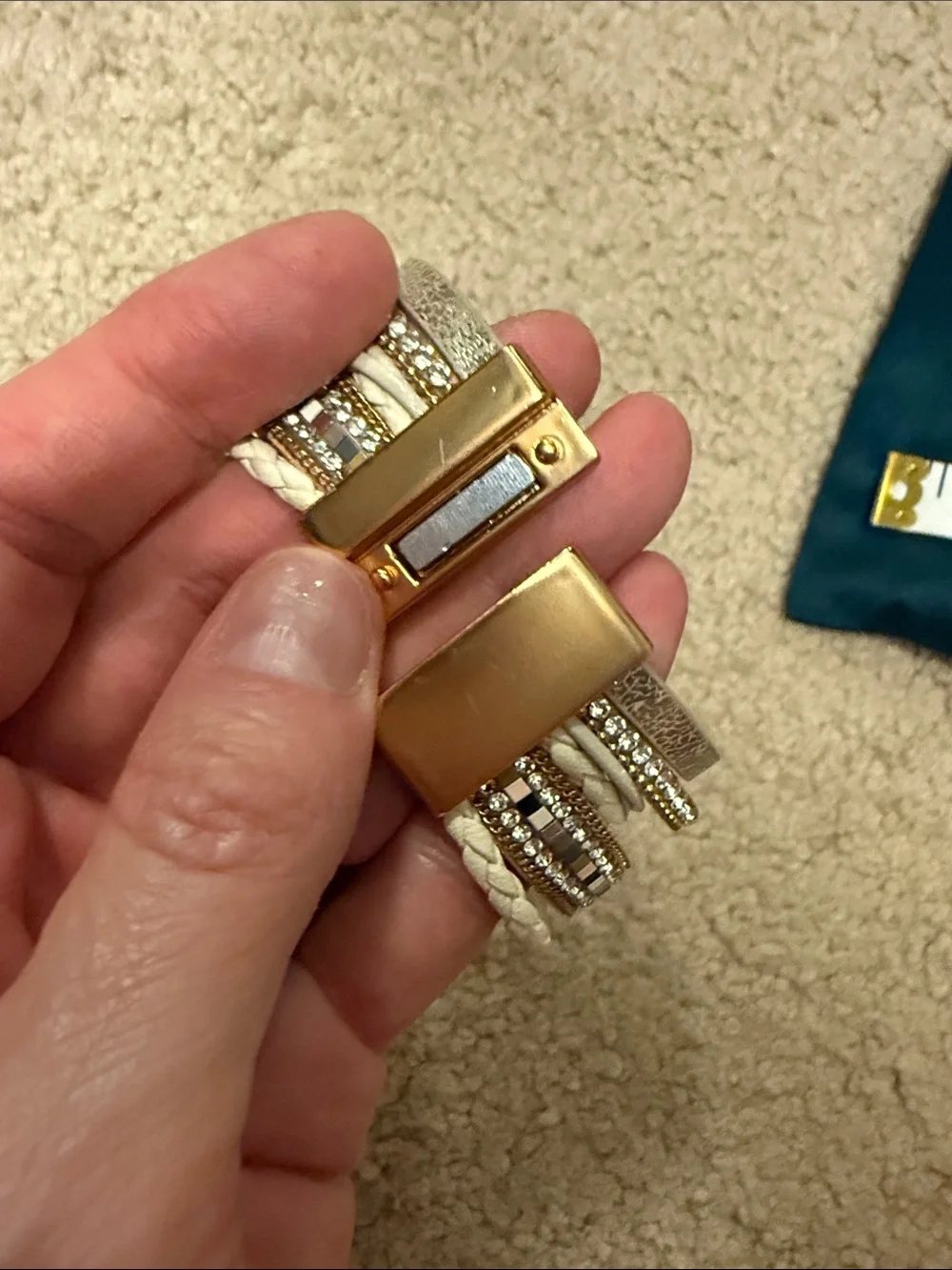 Layered Cream and Gold Wrap Bracelet - Picture 3 of 5
